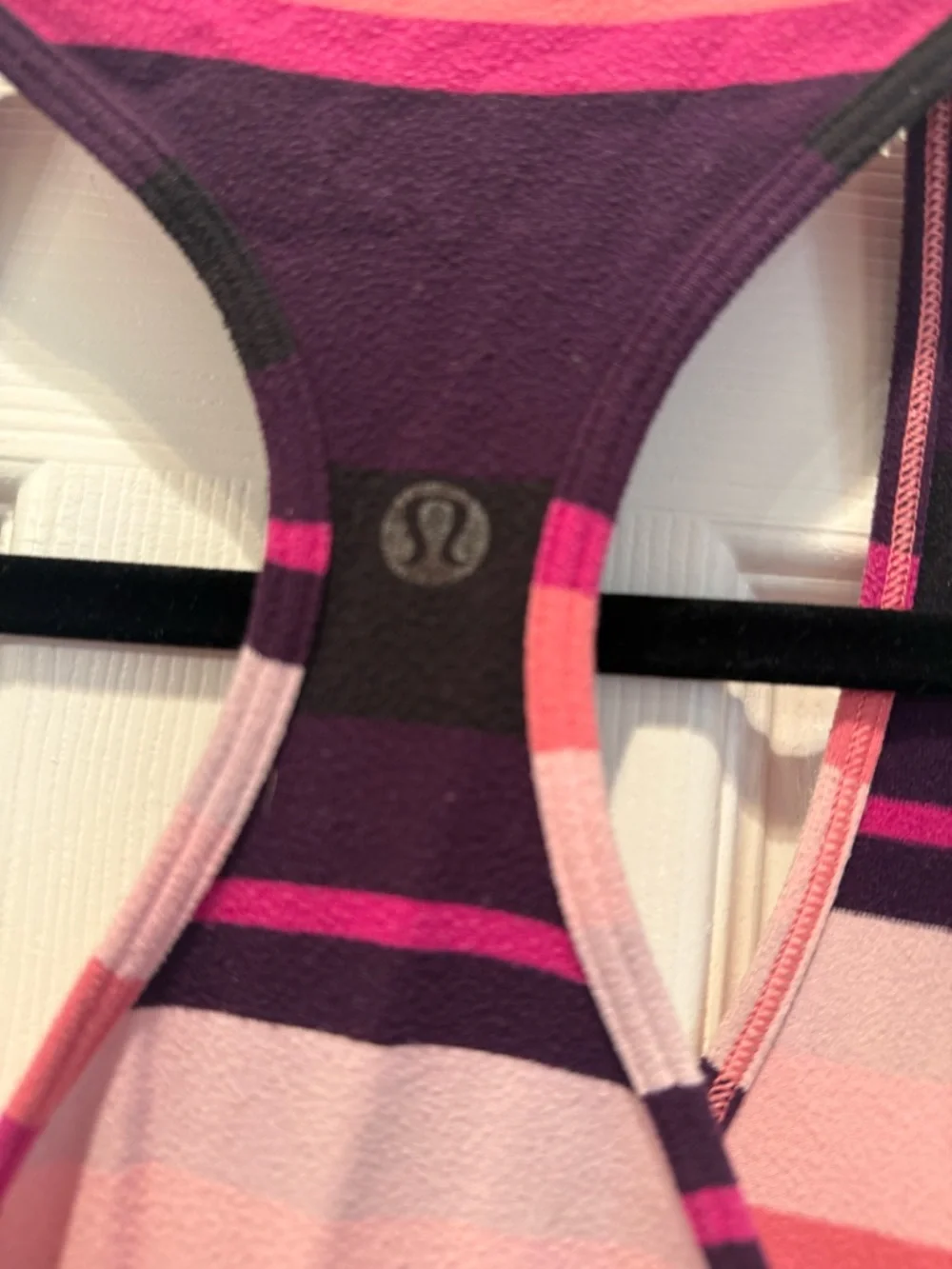 💕Lululemon Racerback Tank Small Assorted Stripe Coral Pink Purple Athletic Top - Picture 4 of 6